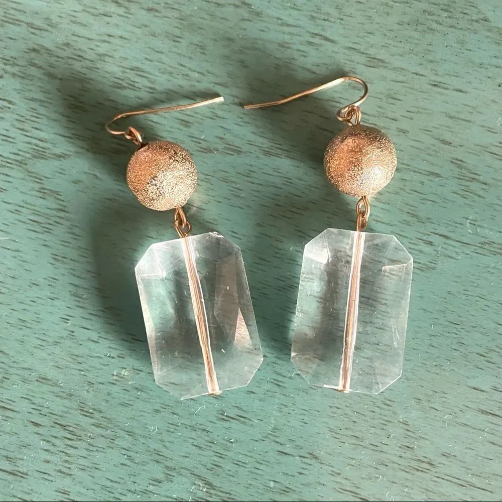 Gold and clear bead drop earrings
